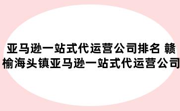 亚马逊一站式代运营公司排名 赣榆海头镇亚马逊一站式代运营公司排名榜